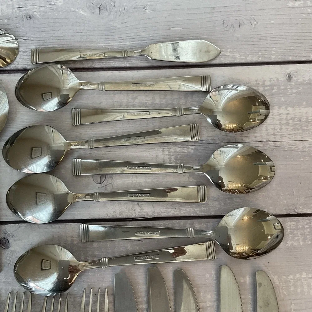 Wallace Stainless Flatware 18/10 Napoli Frost 38 Pieces Forks Knives Spoons